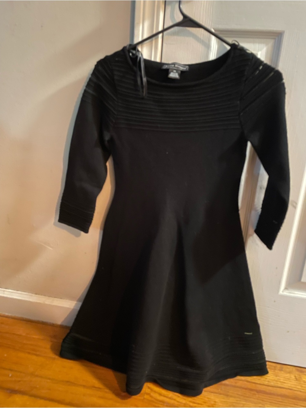 Jessica Howard Black Ribbed Fit-and-Flare Midi Dress